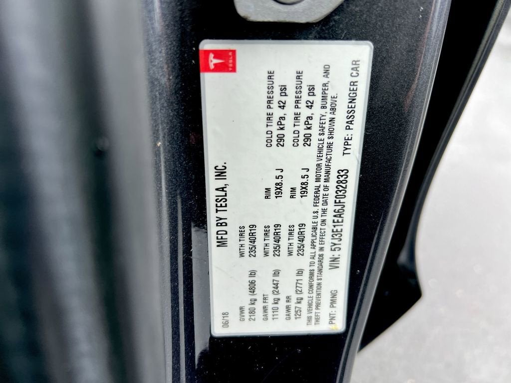 2018 Tesla Model 3 Long Range Battery